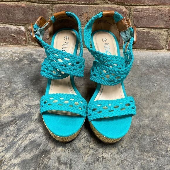 Rouge Helium Seafoam Green wedge Sandal Size 8 NWT - Picture 2 of 7